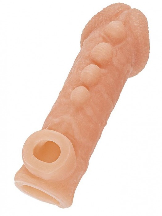 Телесная закрытая насадка с шишечками Cock Sleeve Size L - 17,6 см. - KOKOS - в Волгограде купить с доставкой