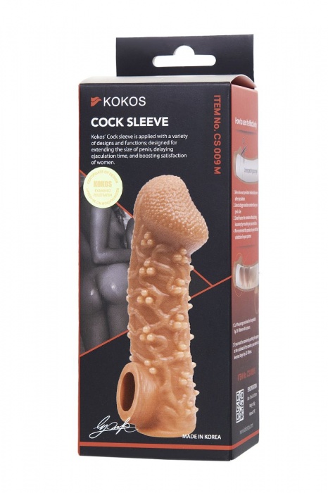 Телесная закрытая насадка с пучками шишечек Cock Sleeve Size M - 15,6 см. - KOKOS - в Волгограде купить с доставкой
