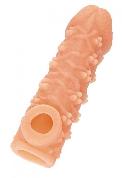 Телесная закрытая насадка с пучками шишечек Cock Sleeve Size L - 17,6 см. - KOKOS - в Волгограде купить с доставкой