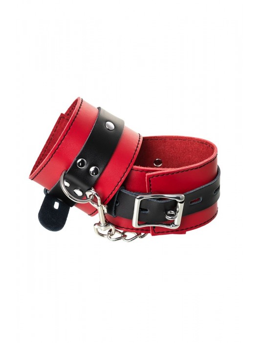 Красно-черные оковы на ноги из кожи - ToyFa - купить с доставкой в Волгограде