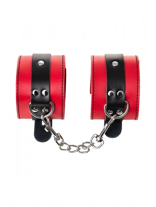 Красно-черные оковы на ноги из кожи - ToyFa - купить с доставкой в Волгограде