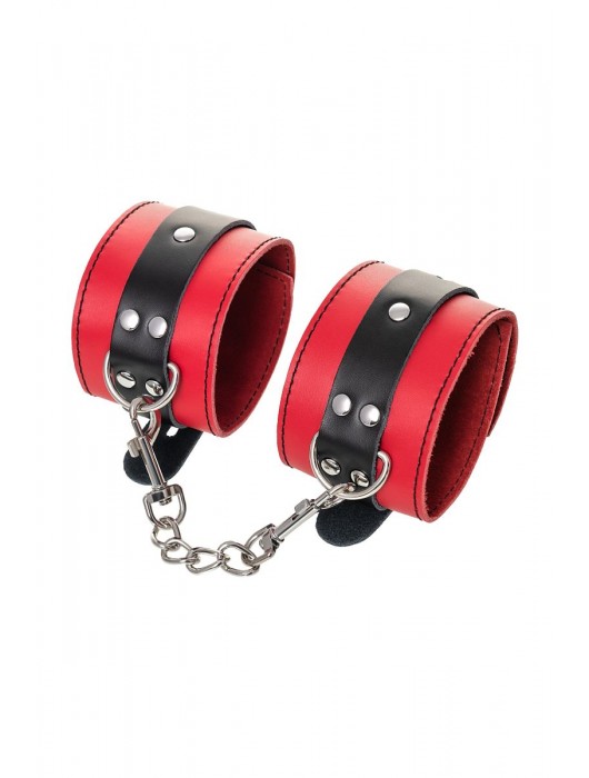 Красно-черные оковы на ноги из кожи - ToyFa - купить с доставкой в Волгограде