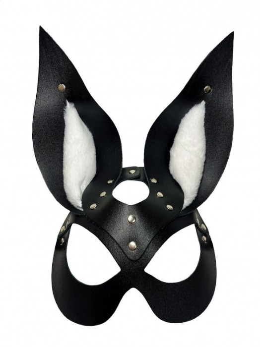 Черная маска зайки с белым мехом на ушках Miss Bunny - БДСМ Арсенал - купить с доставкой в Волгограде