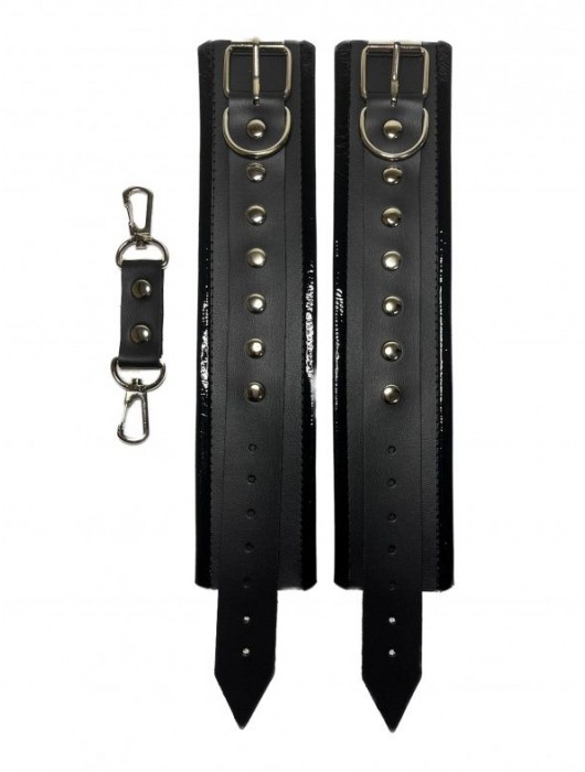 Черные наручники из эко-кожи - БДСМ Арсенал - купить с доставкой в Волгограде