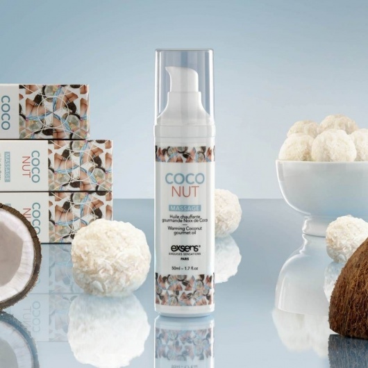 Разогревающее массажное масло с ароматом кокоса Gourmet Coconut - 50 мл. - Exsens - купить с доставкой в Волгограде