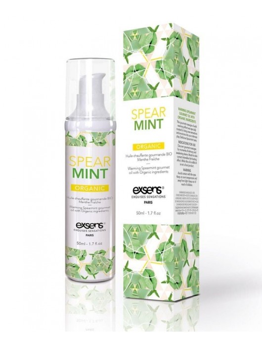 Разогревающее массажное масло Gourmet Spearmint Organic с органическими ингредиентами - 50 мл. - Exsens - купить с доставкой в Волгограде