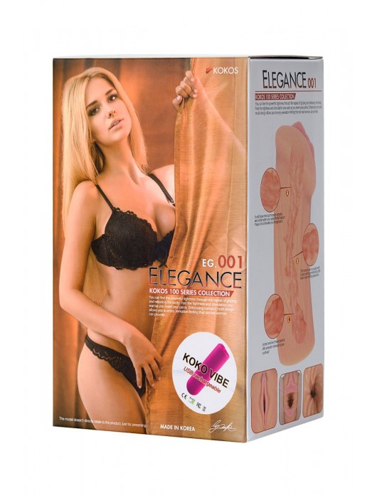 Реалистичный мастурбатор-вагина телесного цвета Elegance.001 с вибрацией - KOKOS - в Волгограде купить с доставкой