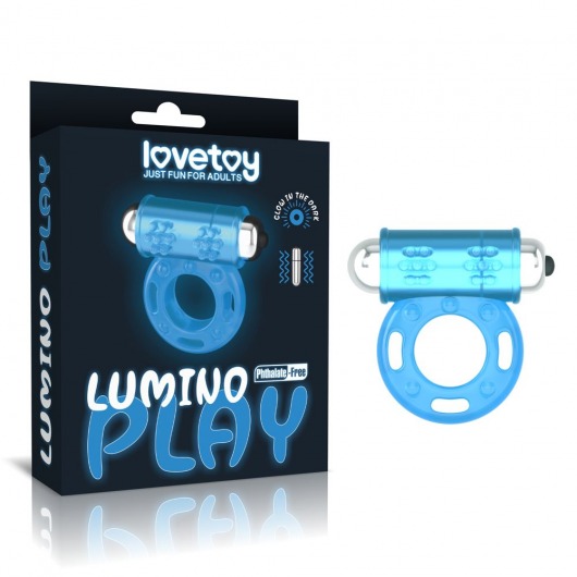 Голубое, светящееся в темноте эрекционное виброкольцо Lumino Play Vibrating Penis Ring - Lovetoy - в Волгограде купить с доставкой