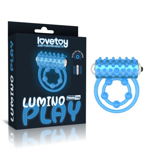 Голубое, светящееся в темноте виброкольцо Lumino Play Vibrating Penis Ring - Lovetoy - в Волгограде купить с доставкой