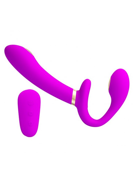 Лиловый безремневой страпон с функцией электростимуляции Thunderbird - Baile - купить с доставкой в Волгограде