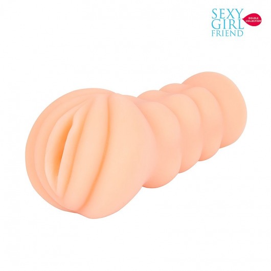 Телесный мастурбатор-вагина с комплектом эрекционных колец - Bior toys - в Волгограде купить с доставкой