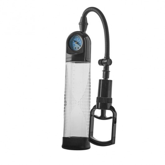 Прозрачная вакуумная помпа с манометром Deluxe Penis Pump - Dream Toys - в Волгограде купить с доставкой