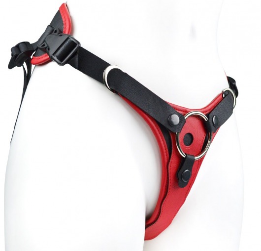 Красно-черный женский пояс с 2 способами крепления насадок - LOVETOY (А-Полимер) - купить с доставкой в Волгограде