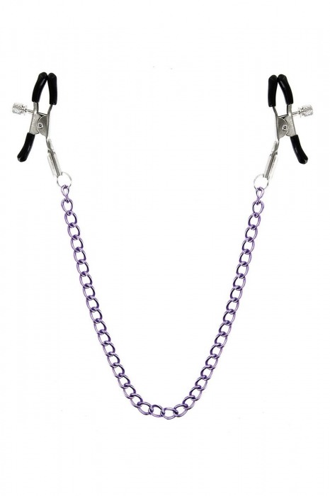 Зажимы для сосков с фиолетовой цепочкой Sweet Caress Nipple Chain - Sweet Caress - купить с доставкой в Волгограде