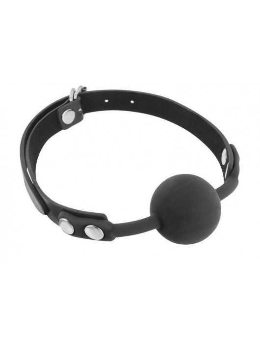 Черный силиконовый кляп-шарик на ремешках - Fetish Tentation - купить с доставкой в Волгограде