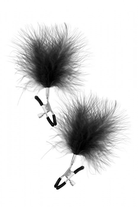 Зажимы на соски с черными пуховыми кисточками Sweet Caress Feather Nipple Clumps - Sweet Caress - купить с доставкой в Волгограде