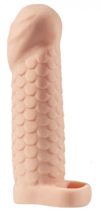 Телесная рельефная насадка-удлинитель KLEON с подхватом - 15 см. - Sitabella - в Волгограде купить с доставкой