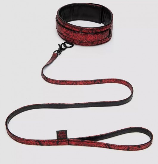 Стильный ошейник с поводком Reversible Faux Leather Collar and Lead - Fifty Shades of Grey - купить с доставкой в Волгограде