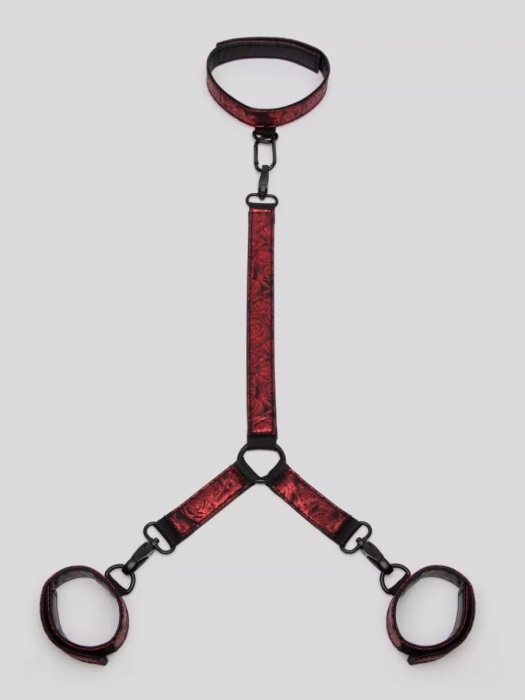 Ошейник с наручниками Reversible Faux Leather Collar and Wrist - Fifty Shades of Grey - купить с доставкой в Волгограде