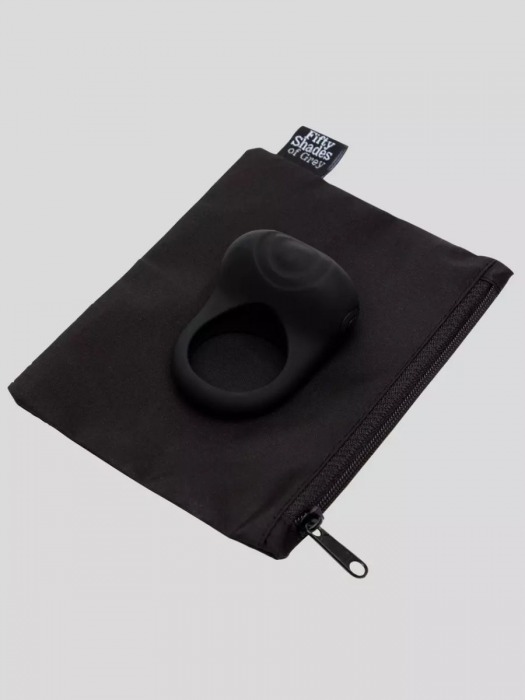 Черное эрекционное виброкольцо Sensation Rechargeable Vibrating Love Ring - Fifty Shades of Grey - в Волгограде купить с доставкой