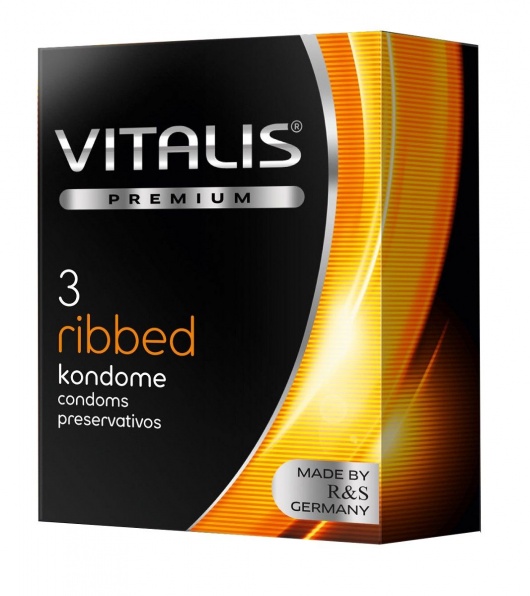 Ребристые презервативы VITALIS PREMIUM ribbed - 3 шт. - Vitalis - купить с доставкой в Волгограде