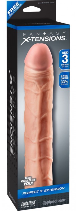 Телесная удлиняющая насадка Perfect 3 Extension - 22 см. - Pipedream - в Волгограде купить с доставкой