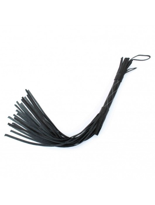 Аккуратная чёрная плетка  из натуральной кожи - БДСМ Арсенал - купить с доставкой в Волгограде