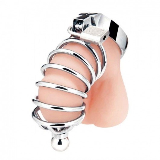 Серебристая клетка для члена Urethral Play Cage - BlueLine - купить с доставкой в Волгограде