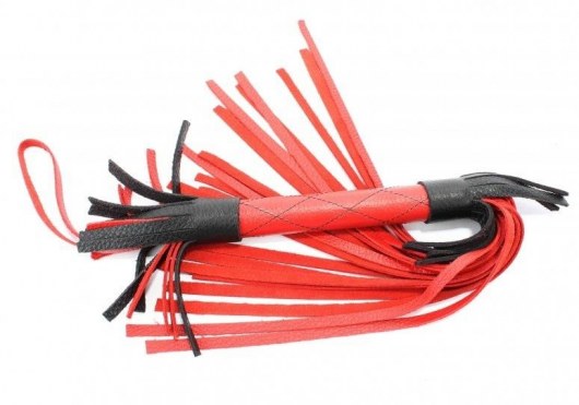 Красно-черная кожаная плётка - 51 см. - БДСМ Арсенал - купить с доставкой в Волгограде