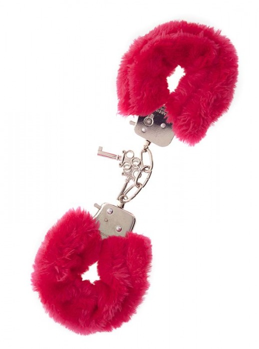 Металлические наручники с красной меховой опушкой METAL HANDCUFF WITH PLUSH RED - Dream Toys - купить с доставкой в Волгограде