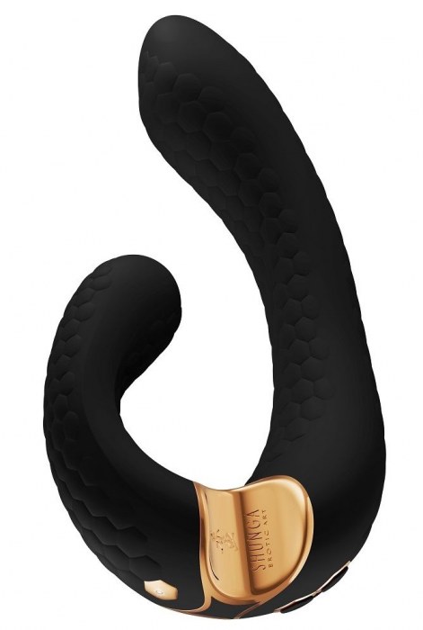 Черный гибкий вибростимулятор MIYO с двумя моторами - 18,5 см. - Shunga