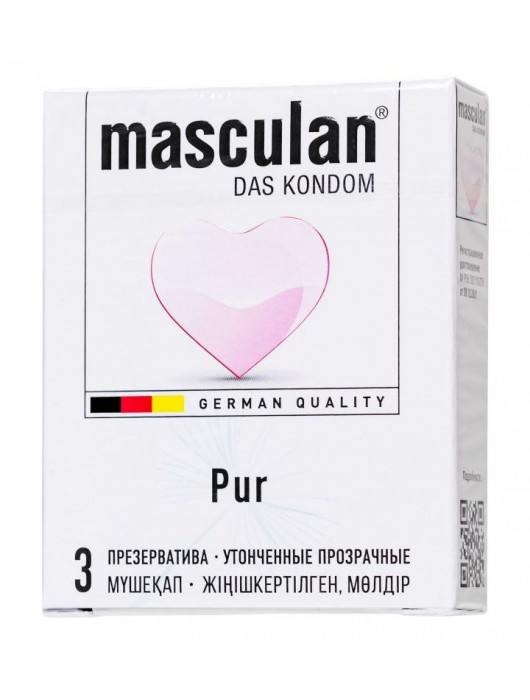 Супертонкие презервативы Masculan Pur - 3 шт. - Masculan - купить с доставкой в Волгограде