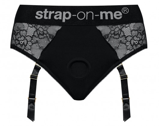 Черные трусики для насадок Diva Lingerie Harness - size L - Strap-on-me - купить с доставкой в Волгограде