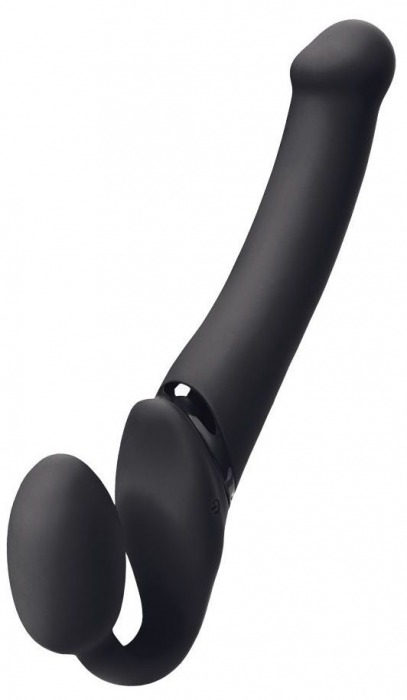 Черный безремневой вибрострапон Silicone Bendable Strap-On - size XL - Strap-on-me - купить с доставкой в Волгограде