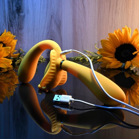 Желтый безремневой вибрострапон The Monarch - 23 см. - Evolved - купить с доставкой в Волгограде