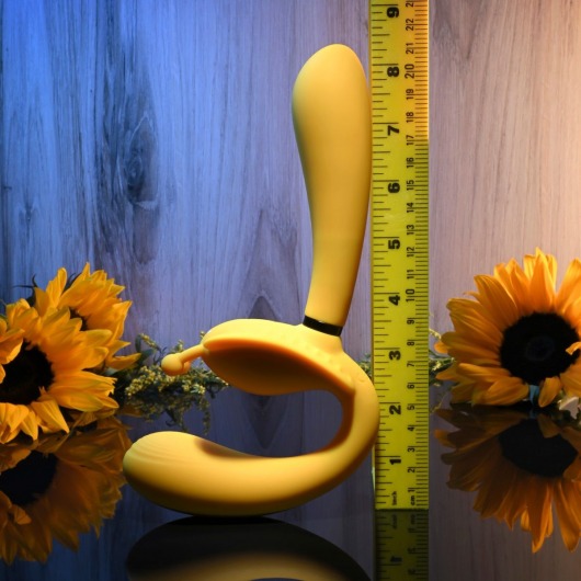 Желтый безремневой вибрострапон The Monarch - 23 см. - Evolved - купить с доставкой в Волгограде