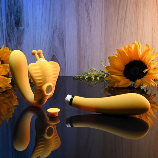 Желтый безремневой вибрострапон The Monarch - 23 см. - Evolved - купить с доставкой в Волгограде