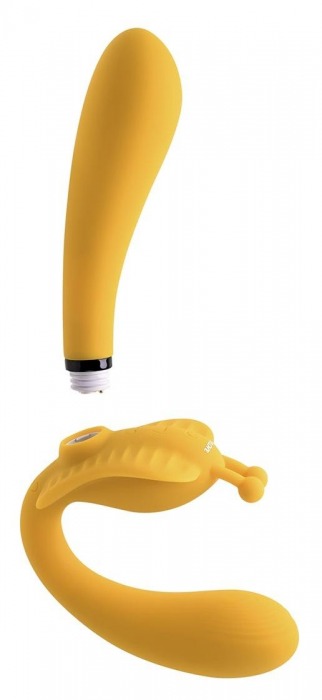 Желтый безремневой вибрострапон The Monarch - 23 см. - Evolved - купить с доставкой в Волгограде