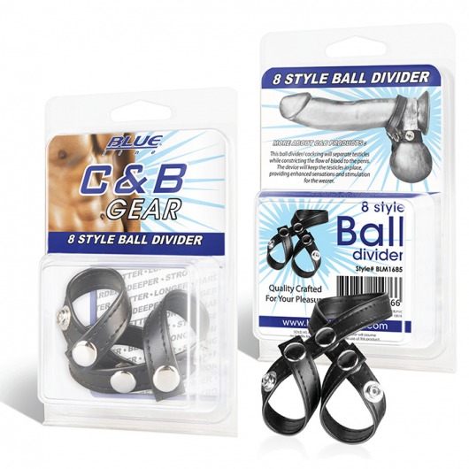 Разделитель мошонки из искусственной кожи на клепках 8 STYLE BALL DIVIDER - BlueLine - купить с доставкой в Волгограде