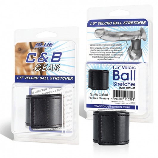 Хомут-утяжка для мошонки из искусственной кожи на липучке VELCRO BALL STRETCHER- 4 см. - BlueLine - в Волгограде купить с доставкой
