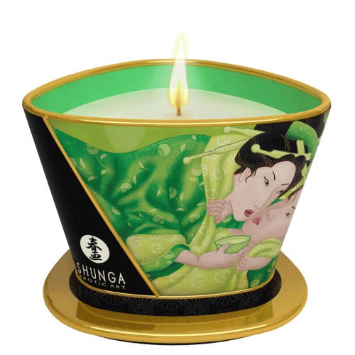 Массажная свеча Exotic Green Tea с ароматом зелёного чая - 170 мл. - Shunga - купить с доставкой в Волгограде