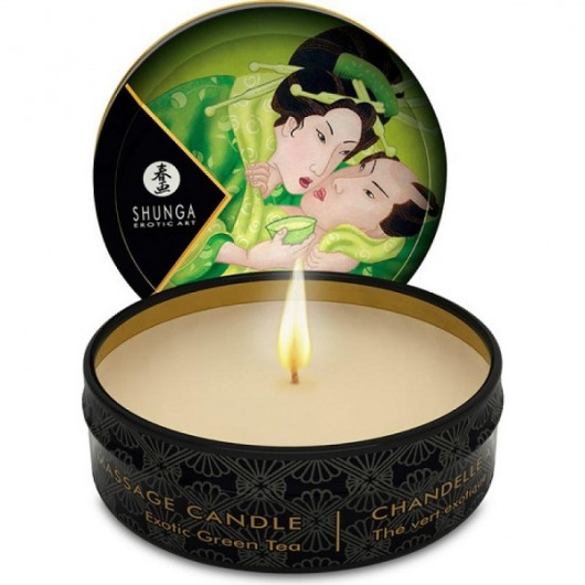 Массажная свеча Exotic Green Tea с ароматом зелёного чая - 30 мл. - Shunga - купить с доставкой в Волгограде