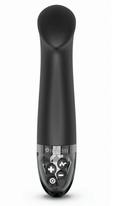 Черный вибратор с функцией электростимуляции Right on Ron - 17 см. - MyStim - купить с доставкой в Волгограде