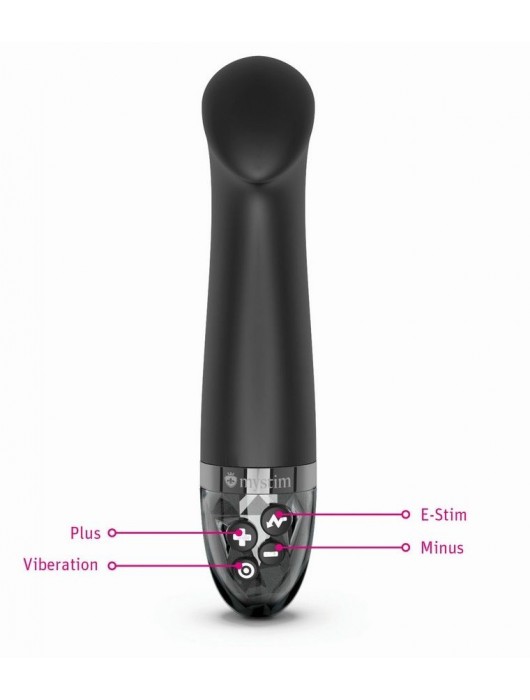 Черный вибратор с функцией электростимуляции Right on Ron - 17 см. - MyStim - купить с доставкой в Волгограде