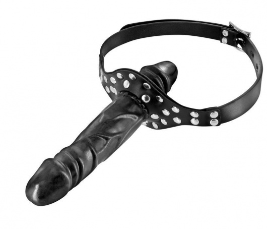 Черный кляп-фаллоимитатор Double Penis Gag - Fetish Tentation - купить с доставкой в Волгограде