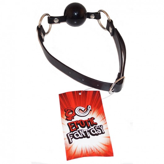 Силиконовый черный кляп-шарик на ремне Black Ballgag - Erotic Fantasy - купить с доставкой в Волгограде