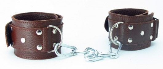 Коричневые кожаные оковы с клепками - БДСМ Арсенал - купить с доставкой в Волгограде