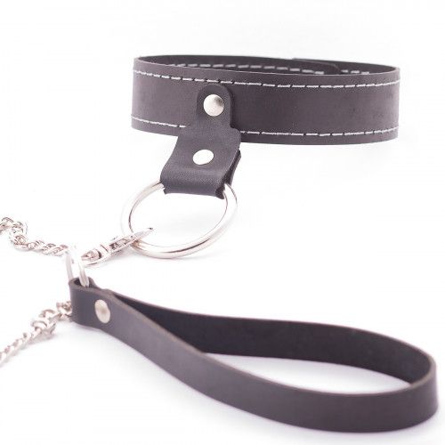 Узкий однослойный ошейник с поводком - Crazy Handmade - купить с доставкой в Волгограде