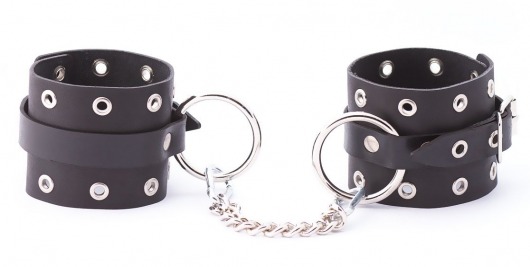 Черные кожаные оковы с люверсами - Crazy Handmade - купить с доставкой в Волгограде