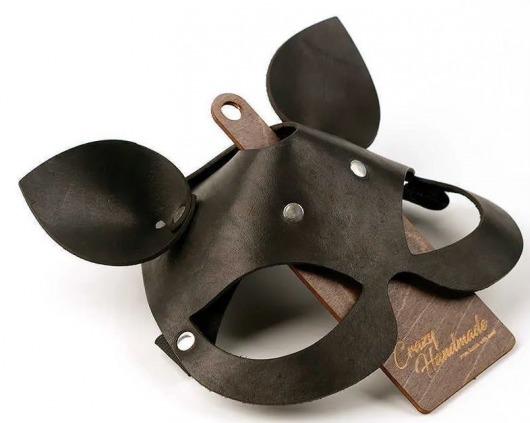 Черная кожаная маска  Кошка  с маленькими ушками - Crazy Handmade - купить с доставкой в Волгограде